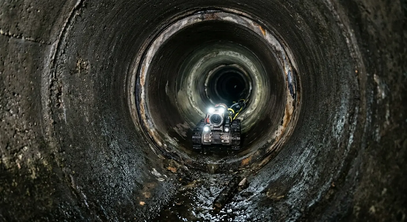 Robotic sewer camera inspecting pipe interior for Sewer Line Repair in Gallup